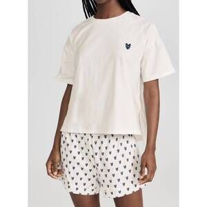 NEW KERRI ROSENTHAL veronica pop heart pajama set in oatmilk